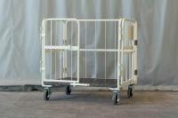 【販売終了】【お買い得品】【アウトレット】天使のカゴ台車BIG　アイボリー　W1100×D800×H1100　観音扉付き【軽量・小型カゴ台車】【限定１台】