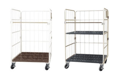 カゴ台車で安全に保管可能