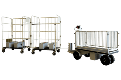 カゴ台車2台の牽引（全体）