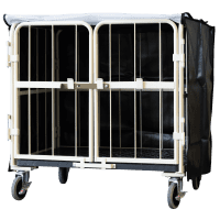 【新品】カゴ台車用防塵・防滴カバー　ブラック（半透明）W1100×D800×H1100用