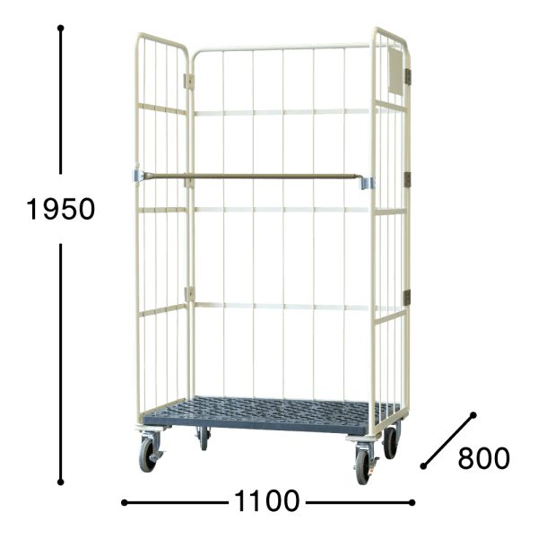 販売終了】【お買い得品】【新品】俺のカゴ台車H1950 アイボリー W1100