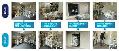 マンションのゴミ置き場の悩みを全て解決してくれる「上下観音扉付き俺のカゴ台車」