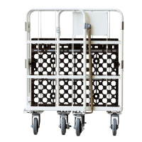 【販売終了】【新品】天使のカゴ台車　アイボリー　W850×D650×H1100　両面折りたたみ式【軽量・小型カゴ台車】