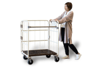 【販売終了】【新品】天使のカゴ台車　アイボリー　W850×D650×H1100　両面折りたたみ式【軽量・小型カゴ台車】