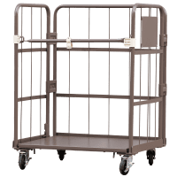 【販売終了】【新品】天使のカゴ台車Light（ライト）ココアブラウン　W850×D650×H1100　アルミ製　耐荷重200kg　パタメル　両面パタパタ折りたたみ式【軽量・小型カゴ台車】