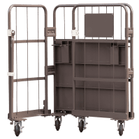 【販売終了】【新品】天使のカゴ台車Light（ライト）ココアブラウン　W850×D650×H1100　アルミ製　耐荷重200kg　パタメル　両面パタパタ折りたたみ式【軽量・小型カゴ台車】