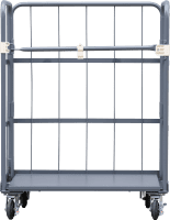 【販売終了】【新品】天使のカゴ台車Light　ブルーグレー　W850×D650×H1100　アルミ製　耐荷重200kg　両面折りたたみ式【軽量・小型カゴ台車】