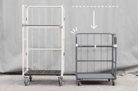 【販売終了】【新品】天使のカゴ台車Light　ブルーグレー　W850×D650×H1100　アルミ製　耐荷重200kg　両面折りたたみ式【軽量・小型カゴ台車】