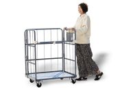 【販売終了】【新品】天使のカゴ台車Light　ブルーグレー　W850×D650×H1100　アルミ製　耐荷重200kg　両面折りたたみ式【軽量・小型カゴ台車】