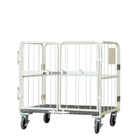 【販売終了】【新品】天使のカゴ台車BIG　アイボリー　W1100×D800×H1100　観音扉付き【軽量・小型カゴ台車】