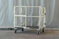 【販売終了】【新品】天使のカゴ台車BIG　アイボリー　W1100×D800×H1100　観音扉付き【軽量・小型カゴ台車】