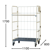 【受注生産品】俺のカゴ台車　アイボリー　W1100×D800×H1700　連結モデル（連結カゴ台車）【1ロット30台～】