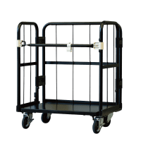 【販売終了】【新品】天使のカゴ台車mini　ブラック　W710×D480×H850　耐荷重200kg　両面折りたたみ式【軽量・超小型カゴ台車】【数量限定】