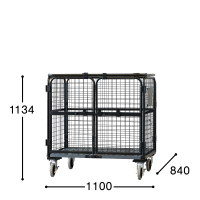 【新品】天使のセキュリティカゴ台車BIG　ブラック　W1100×D840×H1134【軽量・小型カゴ台車】