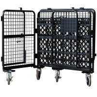 【新品】天使のセキュリティカゴ台車BIG　ブラック　W1100×D840×H1134　観音扉付き【軽量・小型カゴ台車】