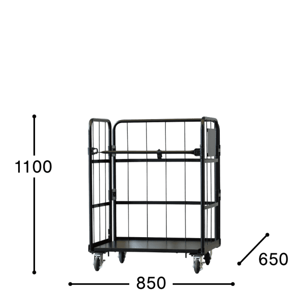 GJサンクスセール品】【新品】天使のカゴ台車Light ブラック W850×D650×H1100 アルミ製 耐荷重200kg  両面折りたたみ式【軽量・小型カゴ台車】 | 台車屋五常