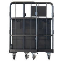 【新品】天使のカゴ台車Light　ブラック　W850×D650×H1100　アルミ製　耐荷重200kg　両面折りたたみ式【軽量・小型カゴ台車】