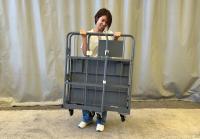 【新品】天使のカゴ台車Light　ブラック　W850×D650×H1100　アルミ製　耐荷重200kg　両面折りたたみ式【軽量・小型カゴ台車】