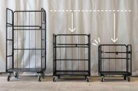 【新品】天使のカゴ台車mini Light　ブラック　W710×D480×H850　アルミ製　耐荷重200kg　両面折りたたみ式【軽量・超小型カゴ台車】【数量限定】