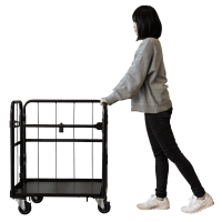 【新品】天使のカゴ台車mini Light　ブラック　W710×D480×H850　アルミ製　耐荷重200kg　両面折りたたみ式【軽量・超小型カゴ台車】【数量限定】