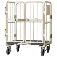 【販売終了】【新品】天使のカゴ台車　アイボリー　W850×D650×H1100　観音扉付き【軽量・小型カゴ台車】