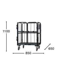 【販売終了】【新品】天使のカゴ台車　ブラック　W850×D650×H1100　観音扉付き【軽量・小型カゴ台車】