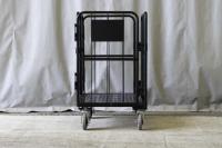 【販売終了】【新品】天使のカゴ台車　ブラック　W850×D650×H1100　観音扉付き【軽量・小型カゴ台車】