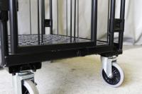 【販売終了】【新品】天使のカゴ台車　ブラック　W850×D650×H1100　観音扉付き【軽量・小型カゴ台車】