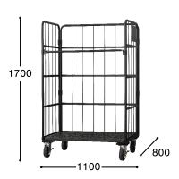 【販売終了】【新品】俺のカゴ台車　ブラック　W1100×D800×H1700　タフキャスター仕様