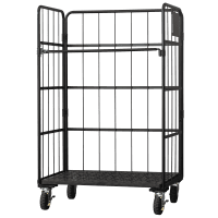 【販売終了】【新品】俺のカゴ台車　ブラック　W1100×D800×H1700　タフキャスター仕様