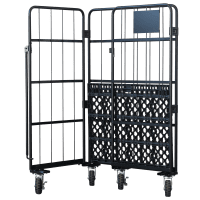 【販売終了】【新品】俺のカゴ台車　ブラック　W1100×D800×H1700　タフキャスター仕様