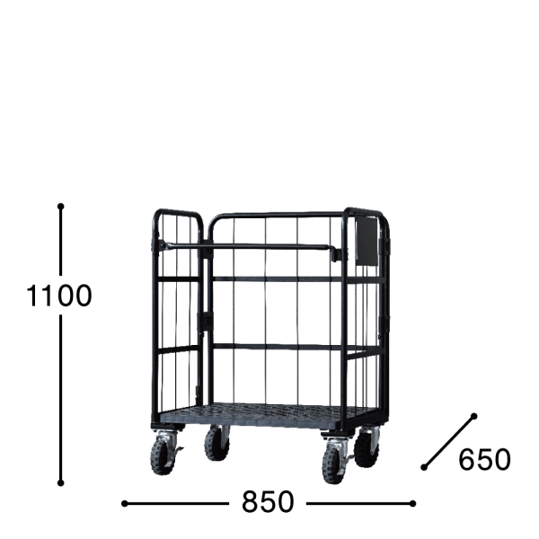 GJサンクスセール品】【新品】天使のカゴ台車 ブラック W850×D650×H1100 タフキャスター仕様 両面折りたたみ式【軽量・小型カゴ台車】 |  台車屋五常