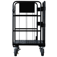 【新品】天使のカゴ台車　ブラック　W850×D650×H1100　タフキャスター仕様　両面折りたたみ式【軽量・小型カゴ台車】