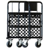 【新品】天使のカゴ台車　ブラック　W850×D650×H1100　タフキャスター仕様　両面折りたたみ式【軽量・小型カゴ台車】