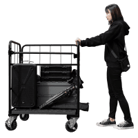 【新品】天使のカゴ台車　ブラック　W850×D650×H1100　タフキャスター仕様　両面折りたたみ式【軽量・小型カゴ台車】