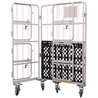 【新品】俺のカゴ台車　ベージュ　W1100×D800×H1700　上下観音扉付き【業界初の規格！】