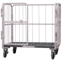 【新品】天使のカゴ台車BIG　ベージュ　W1100×D800×H1100　観音扉付き【軽量・小型カゴ台車】