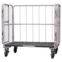 【新品】天使のカゴ台車BIG　ベージュ　W1100×D800×H1100　観音扉付き【軽量・小型カゴ台車】