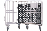 【新品】天使のカゴ台車BIG　ベージュ　W1100×D800×H1100　観音扉付き【軽量・小型カゴ台車】