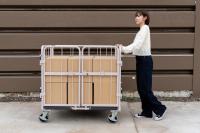 【新品】天使のカゴ台車BIG　ベージュ　W1100×D800×H1100　観音扉付き【軽量・小型カゴ台車】