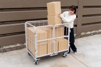 【新品】天使のカゴ台車BIG　ベージュ　W1100×D800×H1100　観音扉付き【軽量・小型カゴ台車】