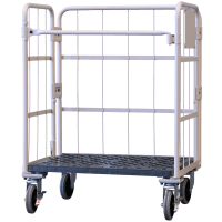 【新品】天使のカゴ台車　ベージュ　W850×D650×H1100　両面折りたたみ式【軽量・小型カゴ台車】