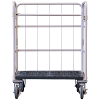 【新品】天使のカゴ台車　ベージュ　W850×D650×H1100　両面折りたたみ式【軽量・小型カゴ台車】