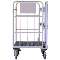 【新品】天使のカゴ台車　ベージュ　W850×D650×H1100　両面折りたたみ式【軽量・小型カゴ台車】