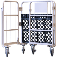 【新品】天使のカゴ台車　ベージュ　W850×D650×H1100　両面折りたたみ式【軽量・小型カゴ台車】