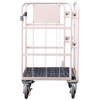 【新品】天使のカゴ台車　ベージュ　W850×D650×H1100　両面折りたたみ式【軽量・小型カゴ台車】