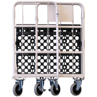 【新品】天使のカゴ台車　ベージュ　W850×D650×H1100　両面折りたたみ式【軽量・小型カゴ台車】