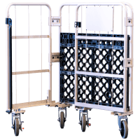 【新品】天使のカゴ台車　ベージュ　W850×D650×H1100　両面折りたたみ式【軽量・小型カゴ台車】