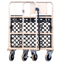 【新品】天使のカゴ台車　ベージュ　W850×D650×H1100　両面折りたたみ式【軽量・小型カゴ台車】