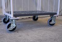 【新品】天使のカゴ台車　ベージュ　W850×D650×H1100　両面折りたたみ式【軽量・小型カゴ台車】